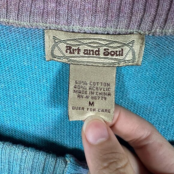 Art and Soul Rainbow Hippie Cardigan Sweater Womens Medium Retro New - Picture 2 of 9